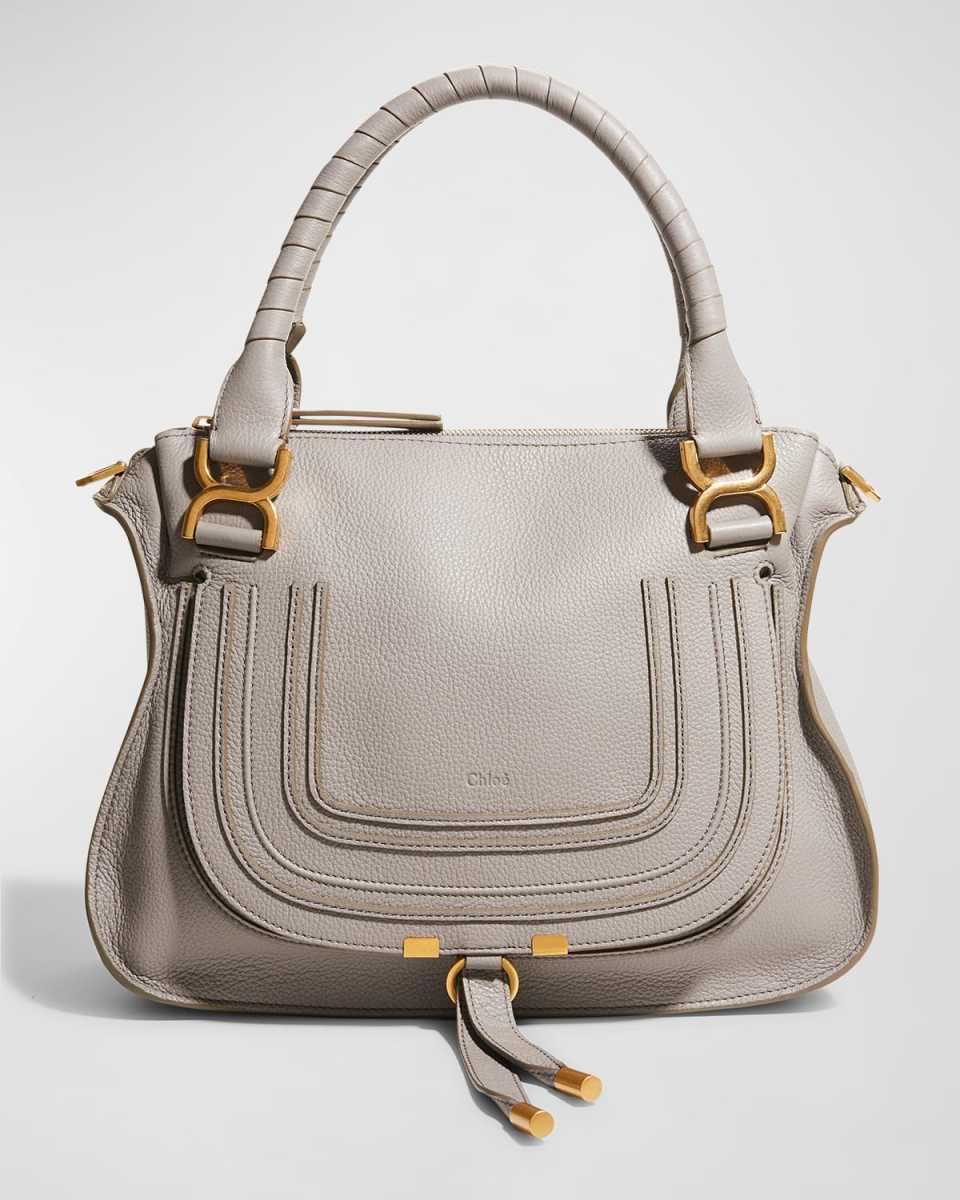 Marcie Medium Double Carry Satchel Bag in Grained Leather